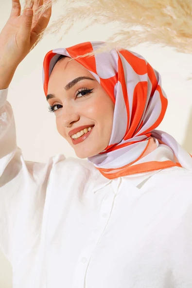 Desenli Microsoft Eşarp Oranj