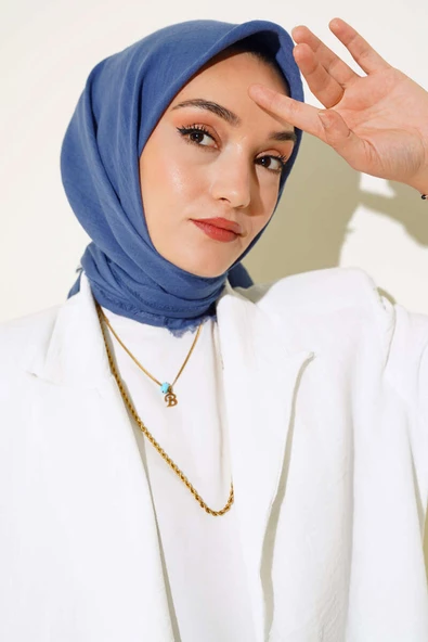 Püsküllü Model Soft Mavi Ayrobin Eşarp