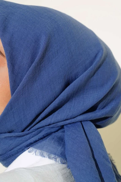 Püsküllü Model Soft Mavi Ayrobin Eşarp - 4
