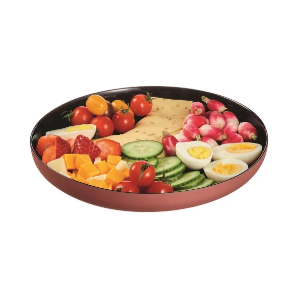 VICKY TEMPERLİ SİYAH&TOPRAK SERVİS TABAĞI 25 CM LUMİNARC - Resim 5