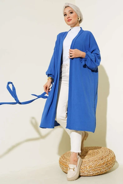 Kolları Bağcıklı Ayrobin Hırka İndigo ürün görseli 1