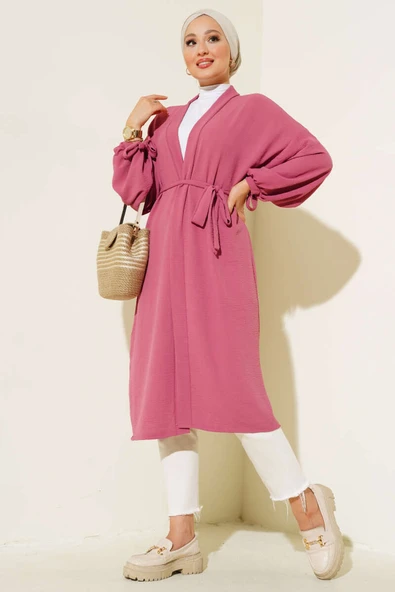 Kolları Bağcıklı Ayrobin Hırka Magenta ürün görseli 1