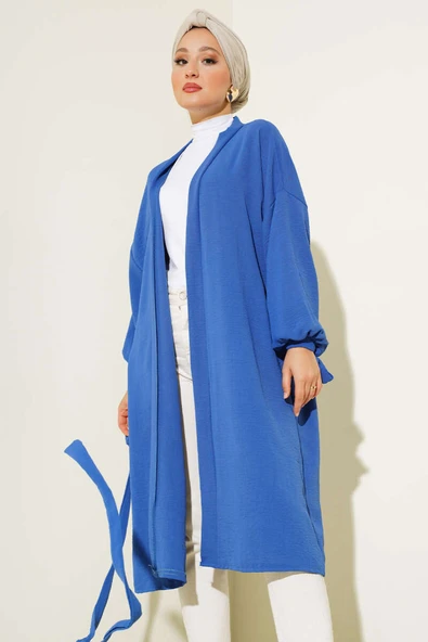 Kolları Bağcıklı Ayrobin Hırka İndigo - Resim 2