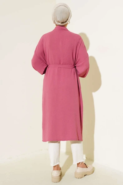 Kolları Bağcıklı Ayrobin Hırka Magenta - Resim 3