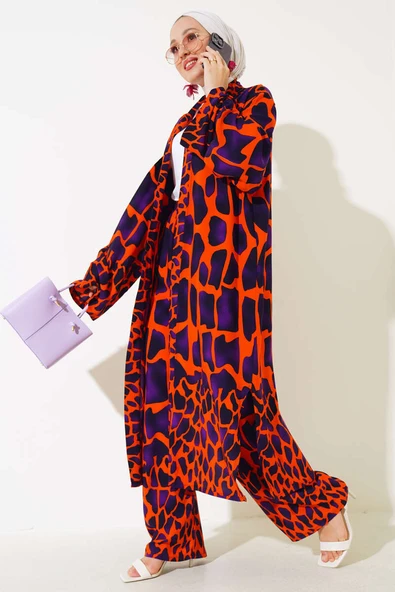 Salaş Kimono Takım Mor Oranj ürün görseli 1