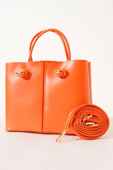 Dikiş Detaylı Kadın El Çantası Oranj ürün görseli 1