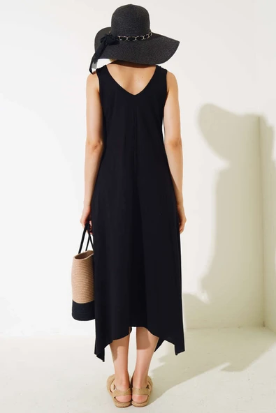 Halka Askılı Elbise Siyah - Resim 3