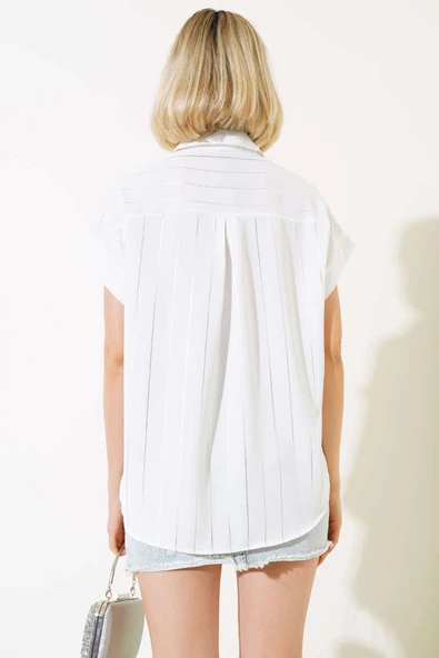 Fakir Kol Sim Çizgili Gömlek Ekru - 3