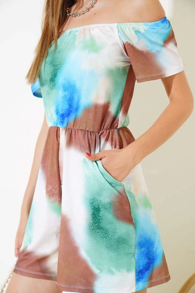 Dijital Baskılı Şort Tulum Kahve - 4