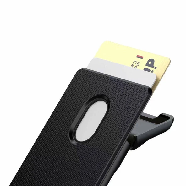 CRD-05 Sade Tasarımlı 2 Hazneli PU Magnetik Standlı Kartlık - Resim 4