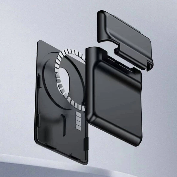 CRD-05 Sade Tasarımlı 2 Hazneli PU Magnetik Standlı Kartlık - Resim 6