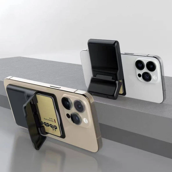 CRD-05 Sade Tasarımlı 2 Hazneli PU Magnetik Standlı Kartlık - Resim 7