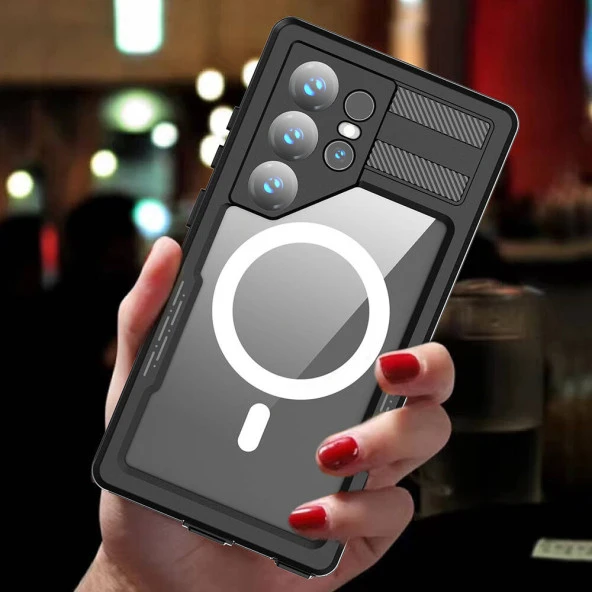 Galaxy S24 Ultra Kılıf Magsafe Şarj Özellikli 1-1 Su Geçirmez Kılıf - Resim 3
