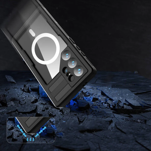 Galaxy S24 Ultra Kılıf Magsafe Şarj Özellikli 1-1 Su Geçirmez Kılıf - Resim 6