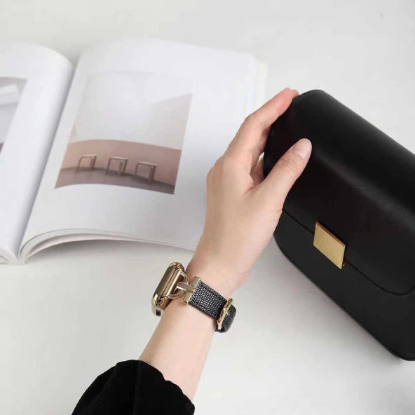 Apple Watch 1 2 3 4 5 6 7 8 9 Se Ultra 49/46/45/44/42 mm Kordon KRD-53 Deri Strap Kayış - Resim 6