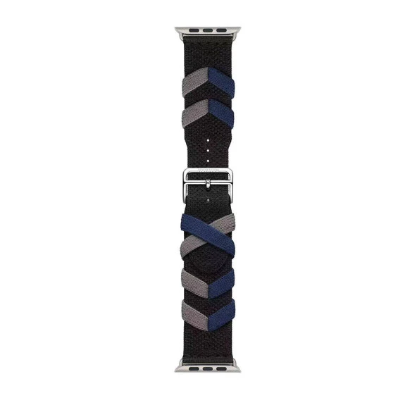 Apple Watch 1 2 3 4 5 6 7 8 9 Se Ultra 49/45/44/42 mm  KRD-97 Sarmal Örgü Tasarımlı Kordon - Resim 7