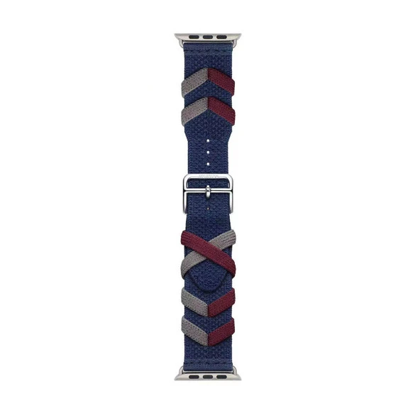 Apple Watch 1 2 3 4 5 6 7 8 9 Se Ultra 49/45/44/42 mm  KRD-97 Sarmal Örgü Tasarımlı Kordon - Resim 11