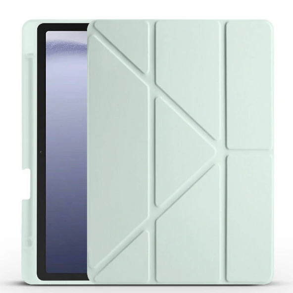 Galaxy Tab A9 Kılıf  Tri Folding Kalem Bölmeli Standlı Kılıf - Resim 4