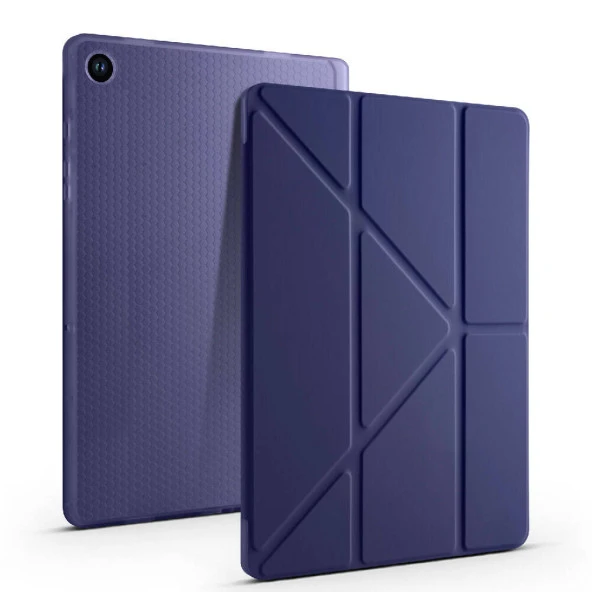 Galaxy Tab A9 Kılıf  Tri Folding Kalem Bölmeli Standlı Kılıf - Resim 9