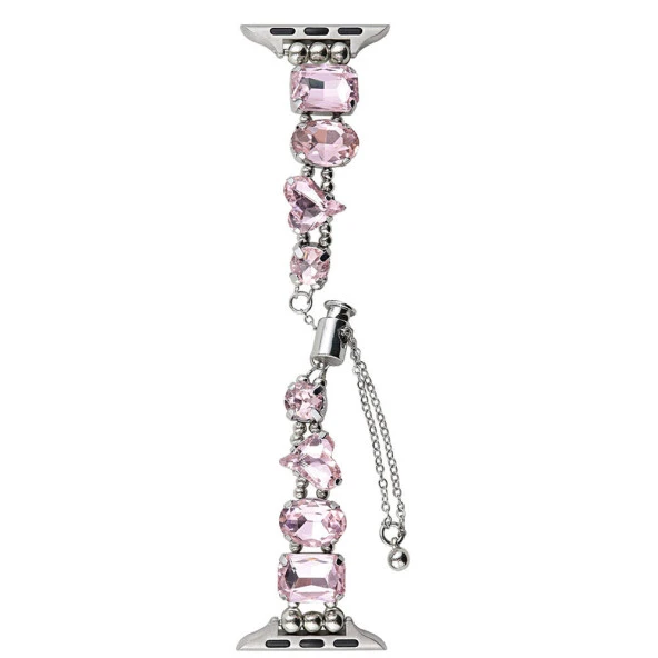 Apple Watch 7 41mm  KRD-115 Renkli Taş Tasarımlı Kordon - Resim 4