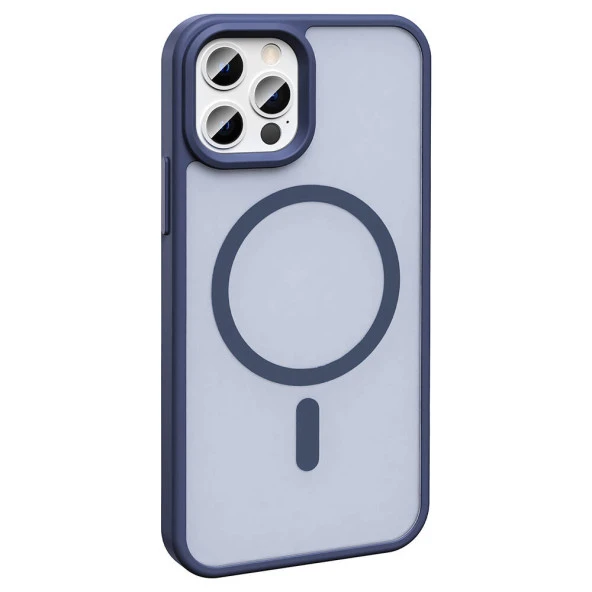 Apple iPhone 12 Pro Kılıf Magsafe Şarj Özellikli Mat Arka Yüzey  Sio Kapak - Resim 6