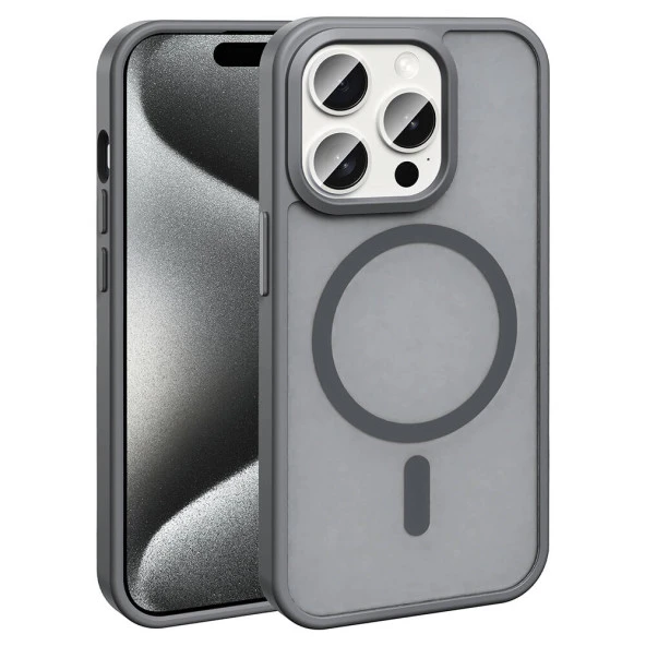 Apple iPhone 15 Pro Max Kılıf Magsafe Şarj Özellikli Mat Arka Yüzey  Sio Kapak - Resim 2