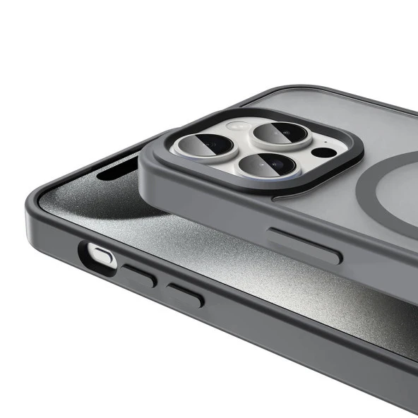 Apple iPhone 15 Pro Max Kılıf Magsafe Şarj Özellikli Mat Arka Yüzey  Sio Kapak - Resim 5