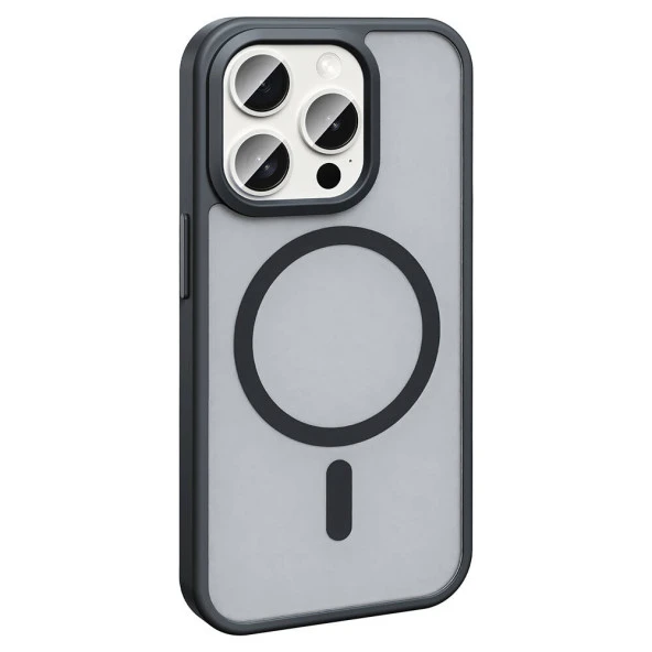 Apple iPhone 15 Pro Max Kılıf Magsafe Şarj Özellikli Mat Arka Yüzey  Sio Kapak - Resim 8