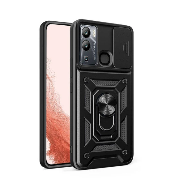 İnfinix Hot 12i Kılıf Magnetik Standlı Kamera Korumalı  Sürgülü Vega Kapak ürün görseli