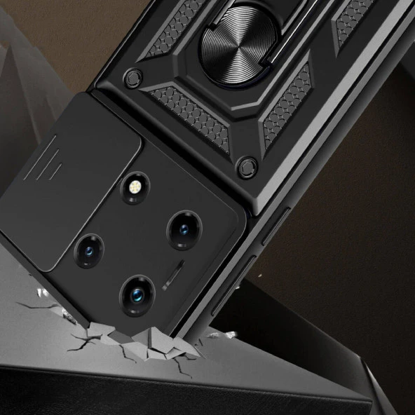 İnfinix Note 30 Pro Kılıf Magnetik Standlı Kamera Korumalı  Sürgülü Vega Kapak - Resim 4