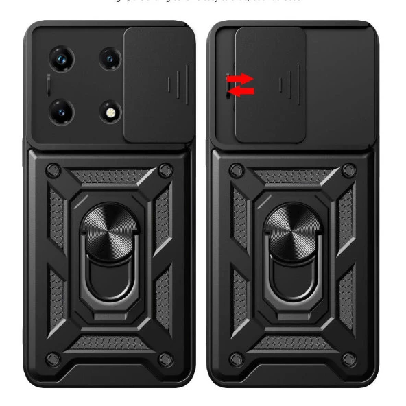 İnfinix Note 30 Pro Kılıf Magnetik Standlı Kamera Korumalı  Sürgülü Vega Kapak - Resim 7