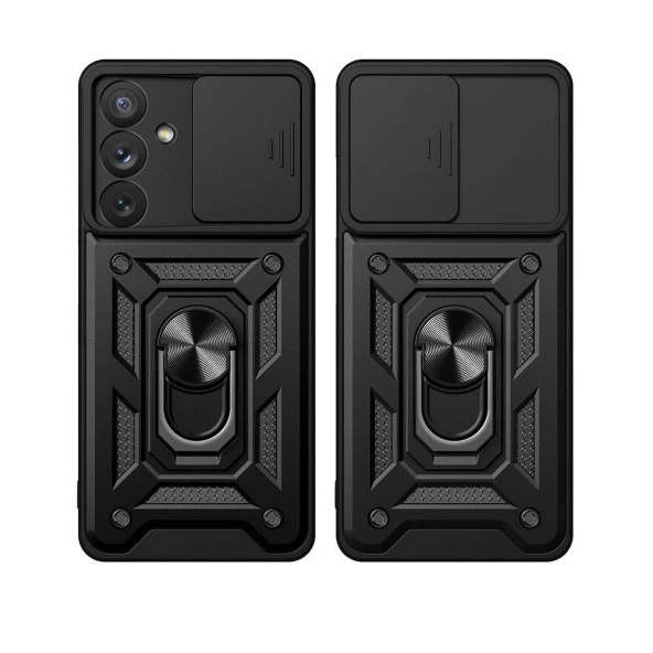 Galaxy A54 Kılıf Magnetik Standlı Kamera Korumalı  Sürgülü Vega Kapak - Resim 11