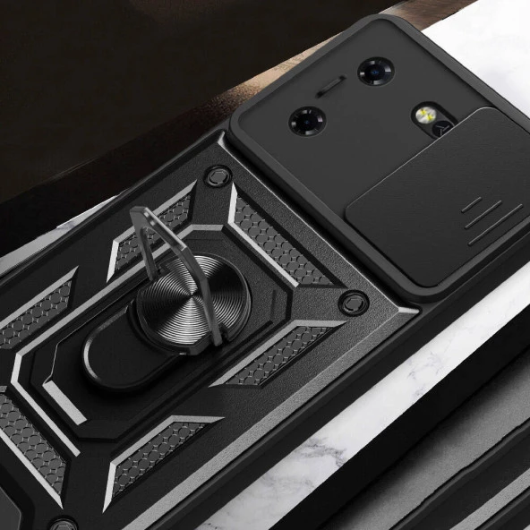 Tecno Pova 5 Kılıf Magnetik Standlı Kamera Korumalı  Sürgülü Vega Kapak - Resim 9