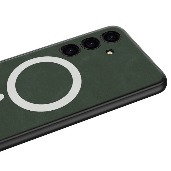 Galaxy S24 Plus Kılıf Magsafe Şarj Özellikli Deri Tasarımlı  Kıpta Nubuk Kapak - Resim 7