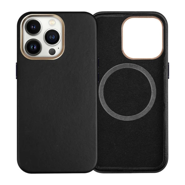 Apple iPhone 15 Pro Max Kılıf Magsafe Şarj Özellikli PU Deri  Adora Kapak - Resim 4