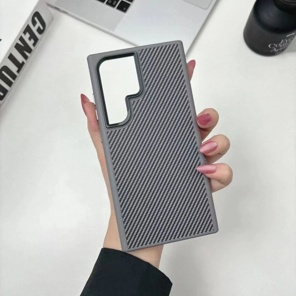 Galaxy S24 Ultra Kılıf Magsafe Şarj Özellikli Karbon Fiber Görünümlü  Troy Kapak - Resim 8