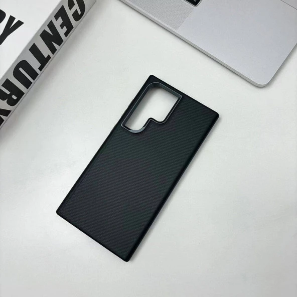 Galaxy S24 Ultra Kılıf Magsafe Şarj Özellikli Karbon Fiber Görünümlü  Troy Kapak - Resim 10
