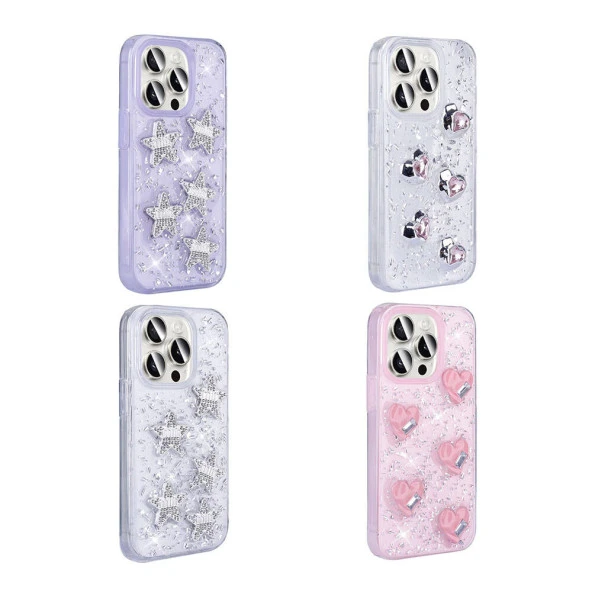 Apple iPhone 15 Pro Kılıf Airbagli Simli Arka Yüzey  Işıltı Silikon Kapak - Resim 6