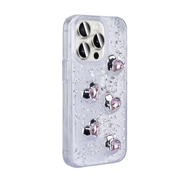 Apple iPhone 15 Pro Kılıf Airbagli Simli Arka Yüzey  Işıltı Silikon Kapak - Resim 7