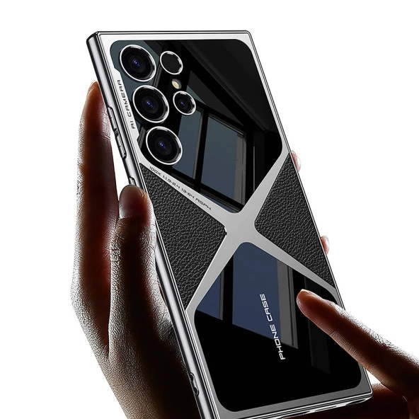 Galaxy S23 Ultra Kılıf Ultra İnce Kamera Korumalı PC + Deri Arka Yüzey  X-Pro Kapak - Resim 3