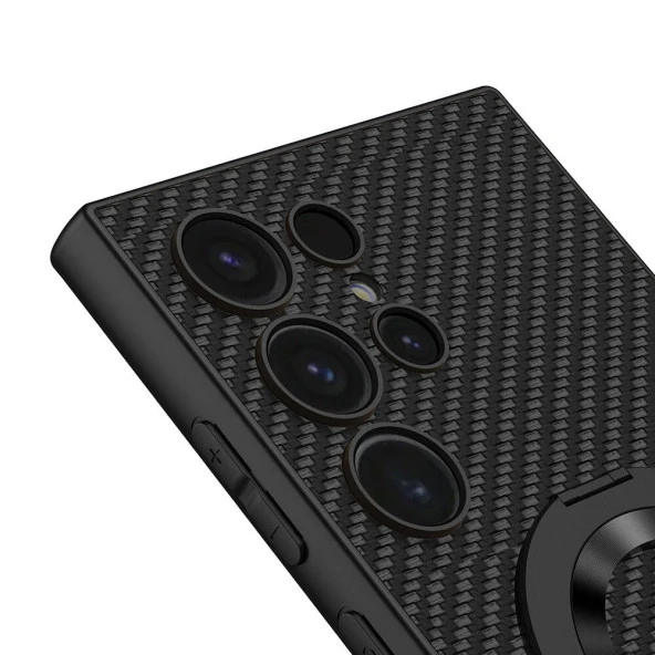 Galaxy S24 Ultra Wireless Şarj Özellikli  Kıpta Standlı Magsafe Silikon Kapak - Resim 3