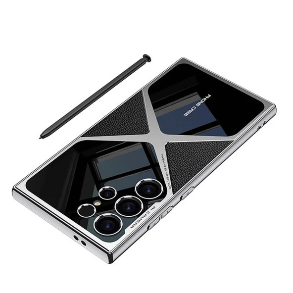 Galaxy S23 Ultra Kılıf Ultra İnce Kamera Korumalı PC + Deri Arka Yüzey  X-Pro Kapak - Resim 7