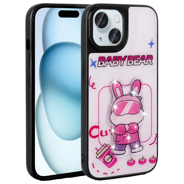 Apple iPhone 14 Kılıf Parlayan Kabartmalı İkonik Figürlü  Amas Silikon Kapak - Resim 4