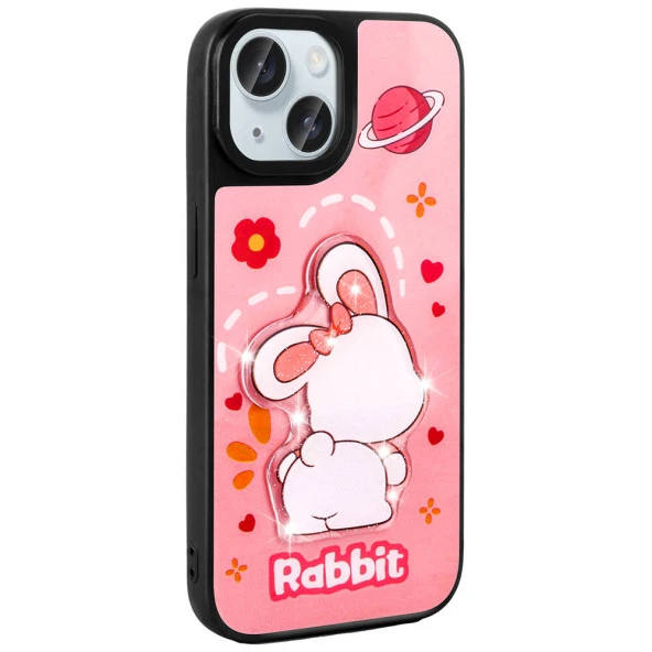 Apple iPhone 15 Kılıf Parlayan Kabartmalı İkonik Figürlü  Amas Silikon Kapak - Resim 11