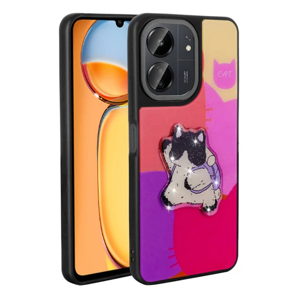 Xiaomi Poco C65 Kılıf Parlayan Kabartmalı İkonik Figürlü  Amas Silikon Kapak - Resim 2