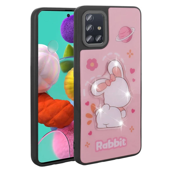 Galaxy A51 Kılıf Parlayan Kabartmalı İkonik Figürlü  Amas Silikon Kapak - Resim 4