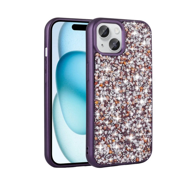 Apple iPhone 15 Kılıf Parlak Taşlı Tasarım  Linea Kapak - Resim 4