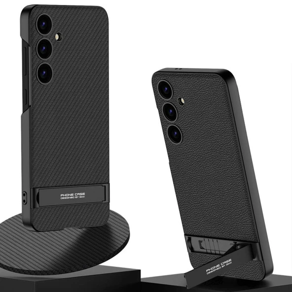 Galaxy S24 Kılıf  Kamera Korumalı Leather Dikey Standlı Ays Kapak - Resim 2