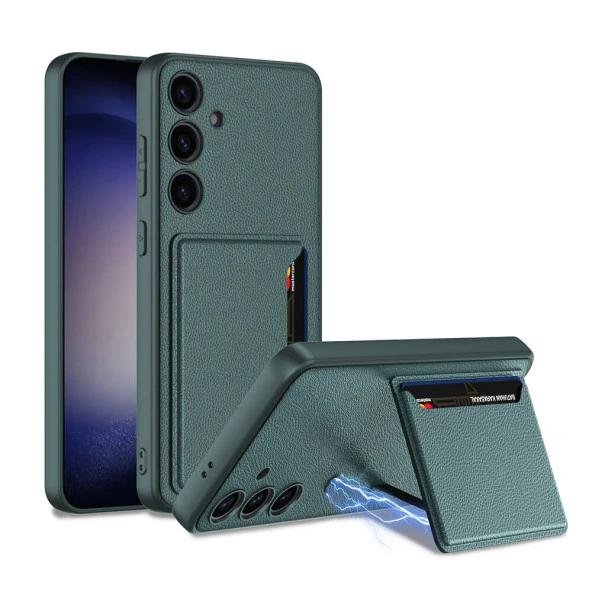 Galaxy S24 Plus Suni Deri Arka Yüzey  Kartlıklı Kıpta Silikon Kapak ürün görseli