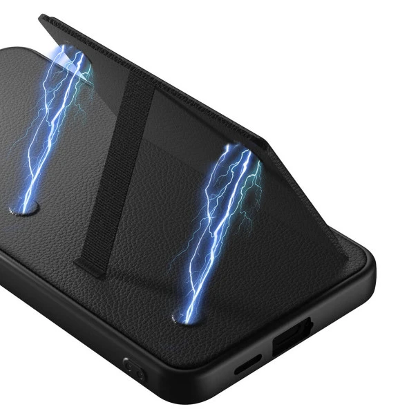 Galaxy S24 Plus Suni Deri Arka Yüzey  Kartlıklı Kıpta Silikon Kapak - Resim 11